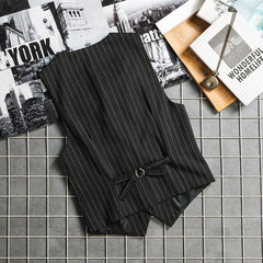 Black Striped Button-Down Vest