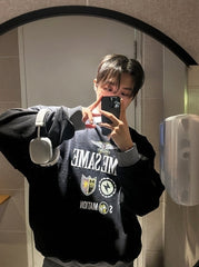 Black Striped Edge Graphic Sweatshirt