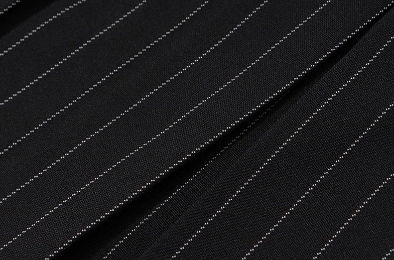Black Striped Lace Accent Pleated Skirt