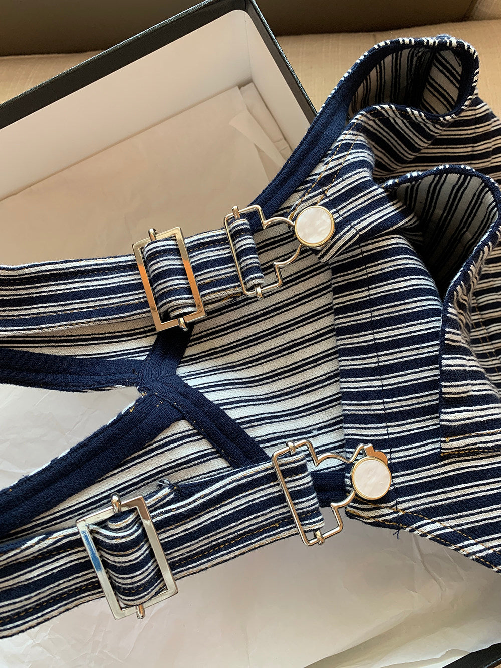 Black Striped Square Neck Cropped Tank Top