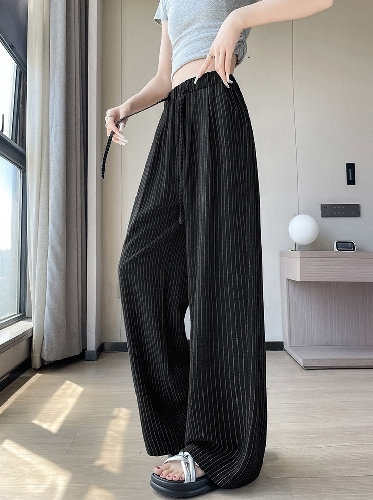 Black Stripes Comfy Wide Leg Pants