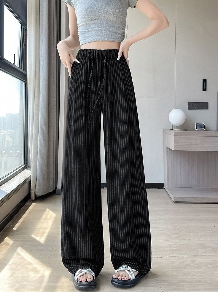 Black Stripes Comfy Wide Leg Pants