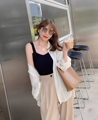 Black Sweetheart Neckline Camisole Top