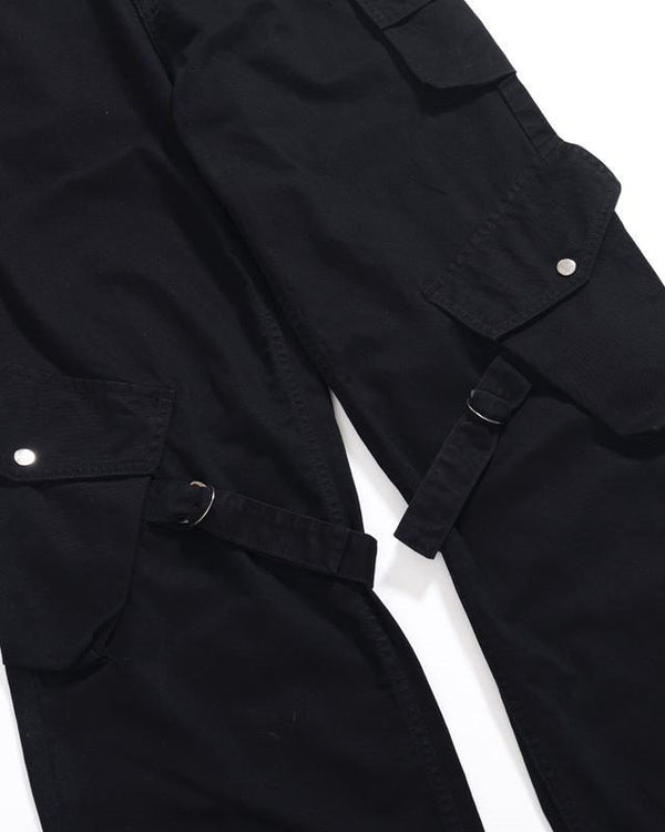 Black Tech Strap Utility Cargo Pants