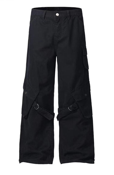 Black Tech Strap Utility Cargo Pants