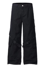 Black Tech Strap Utility Cargo Pants