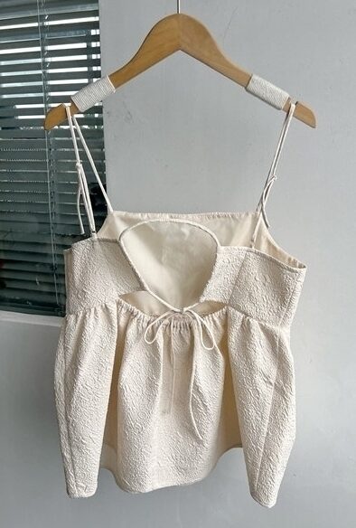 Black Textured Babydoll Camisole Top