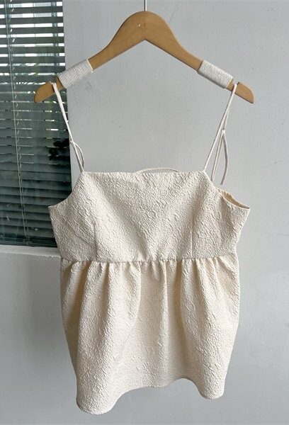 Black Textured Babydoll Camisole Top