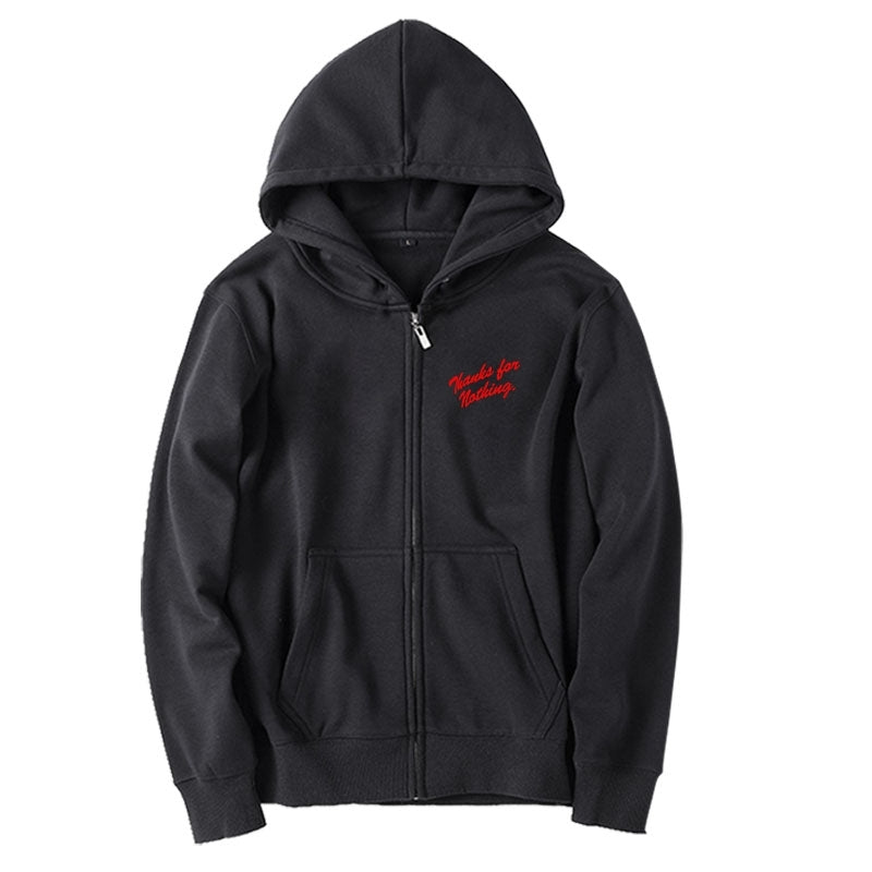 Black Thanks For Nothing Print Hooded Jacket