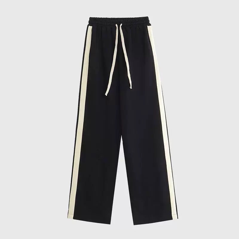 Black Thick Side Stripes Pants