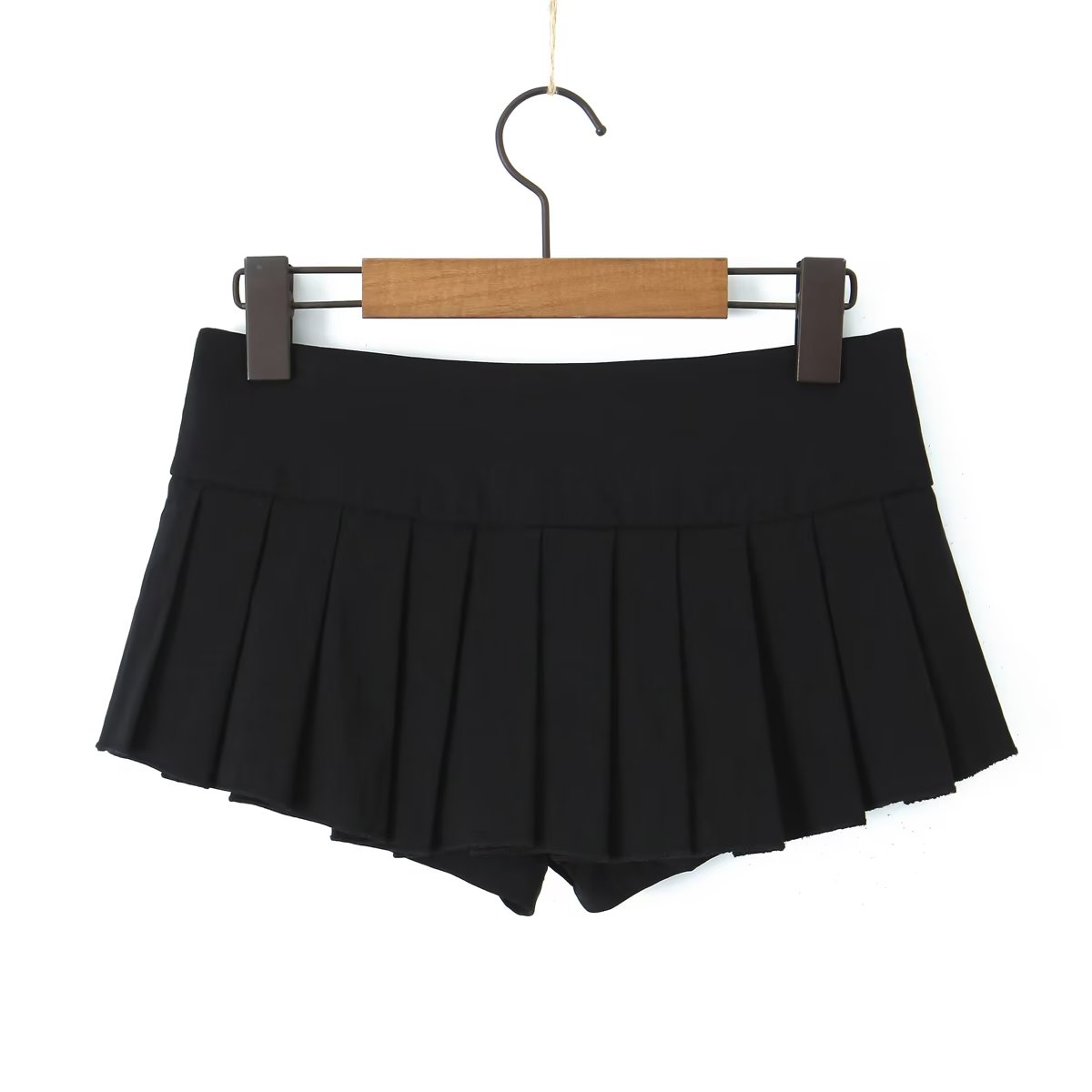 Black Triple Buttoned Pleated Mini Skirt