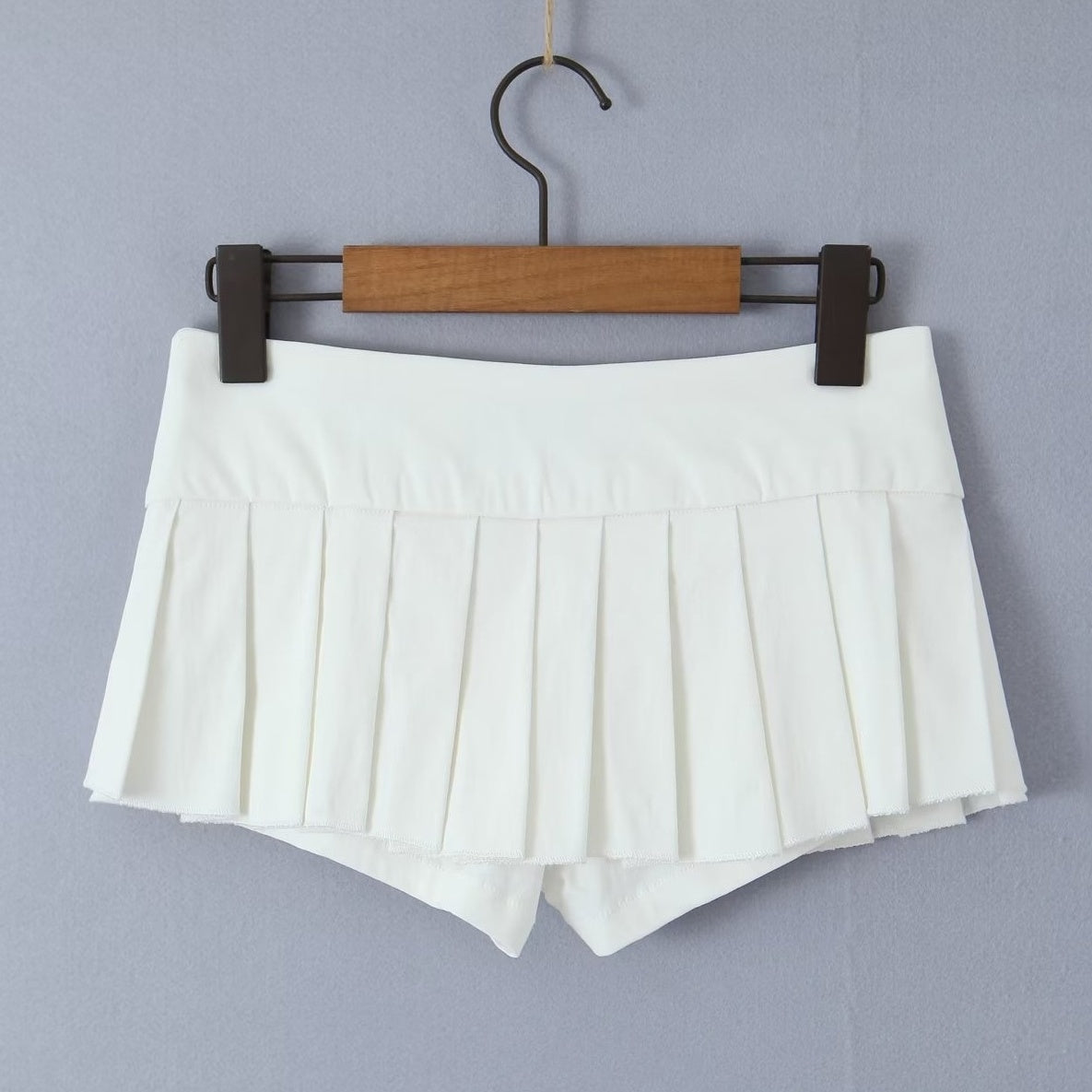 Black Triple Buttoned Pleated Mini Skirt