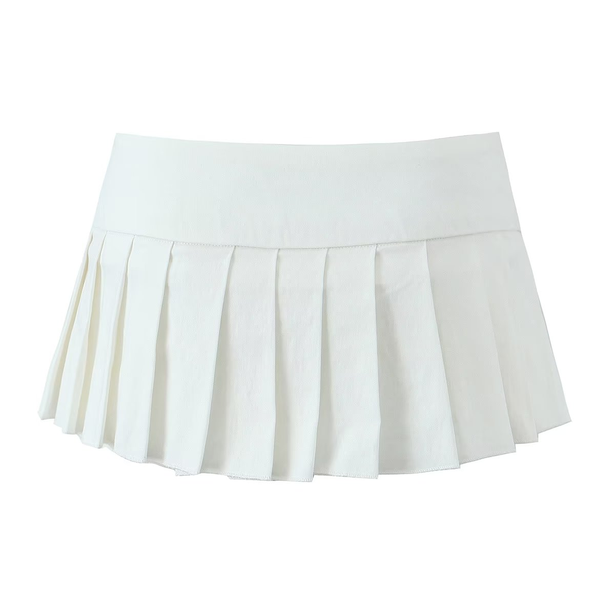Black Triple Buttoned Pleated Mini Skirt