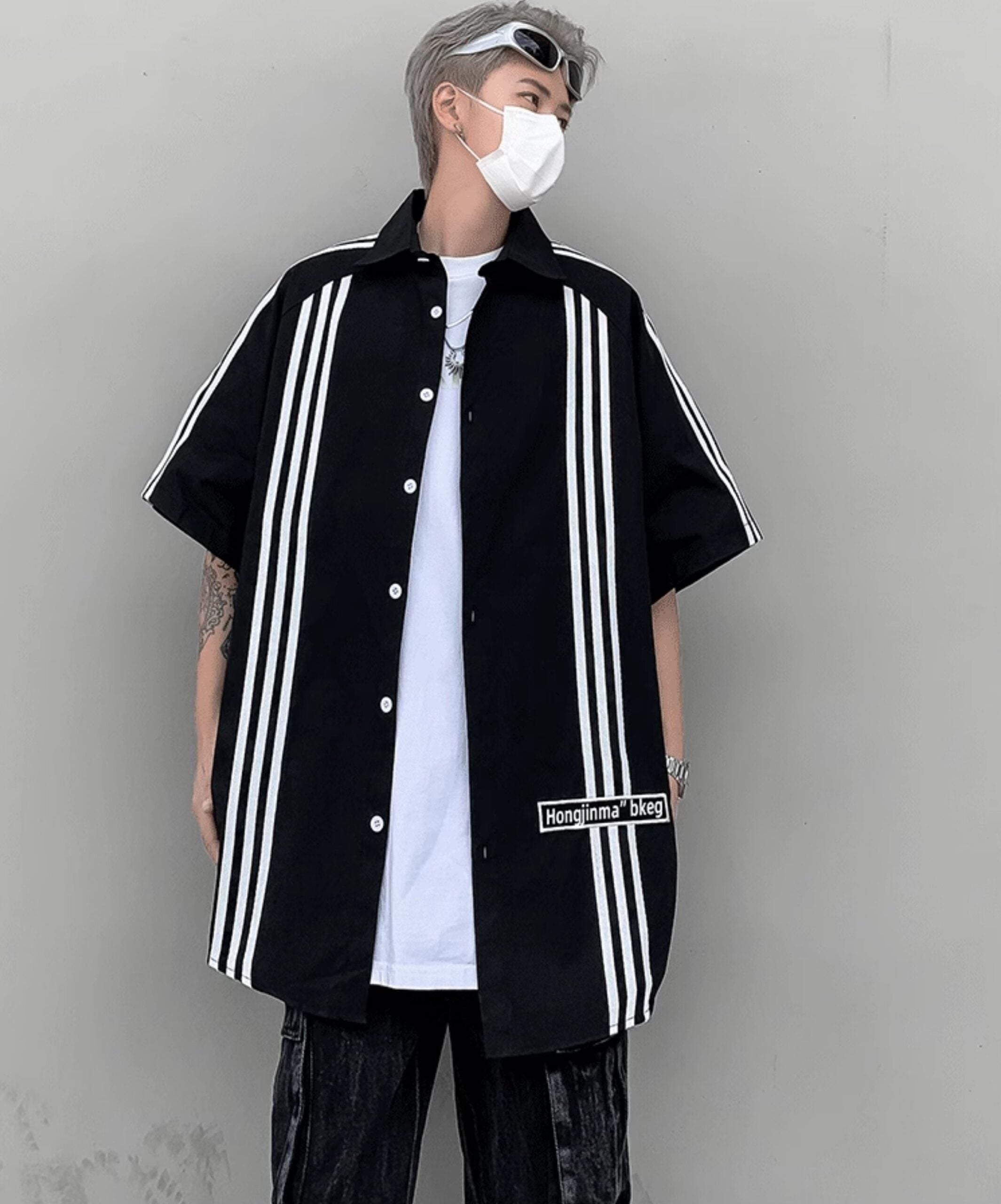Black Triple Lined Oversized Shirt