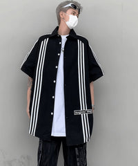Black Triple Lined Oversized Shirt