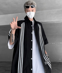 Black Triple Lined Oversized Shirt