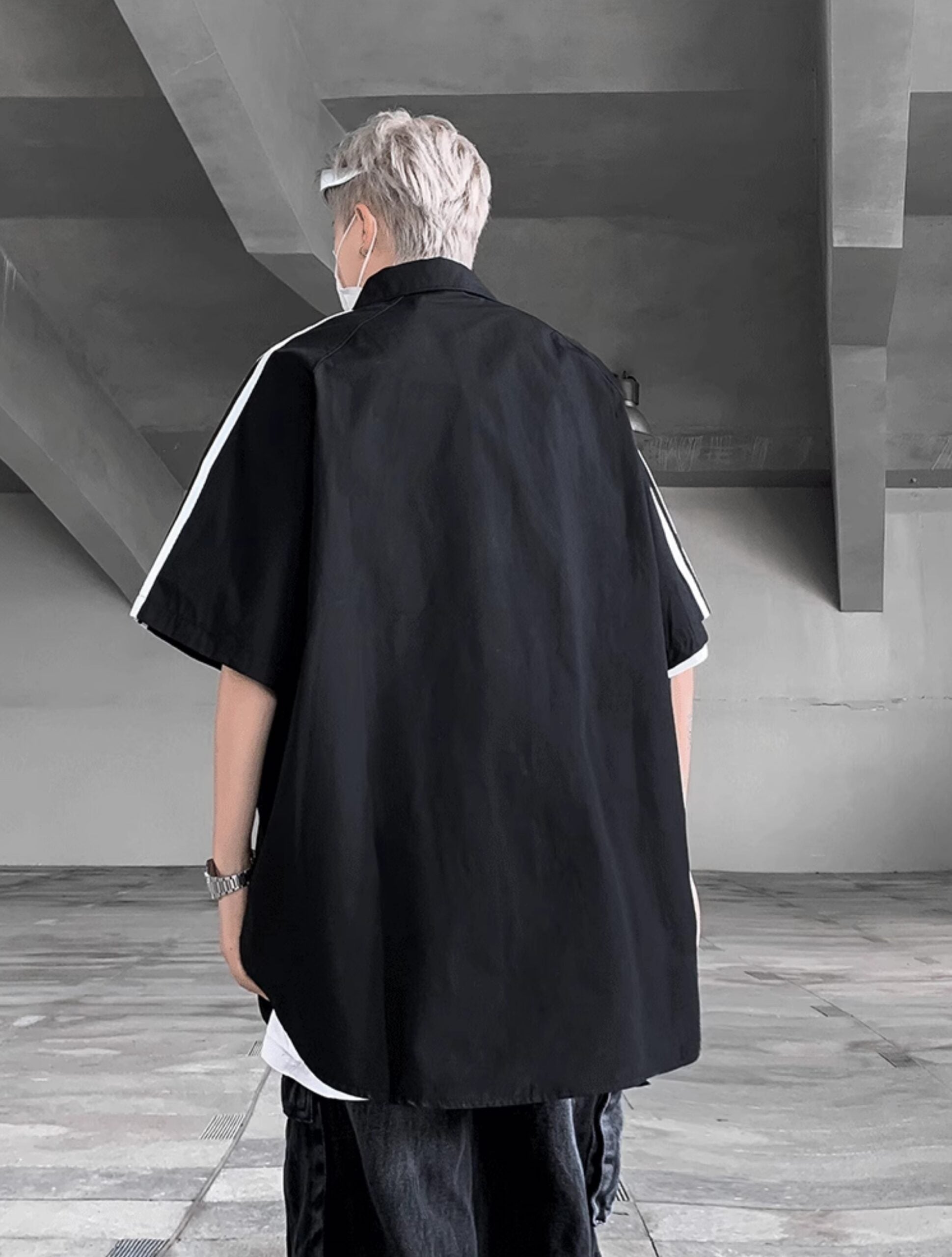 Black Triple Lined Oversized Shirt