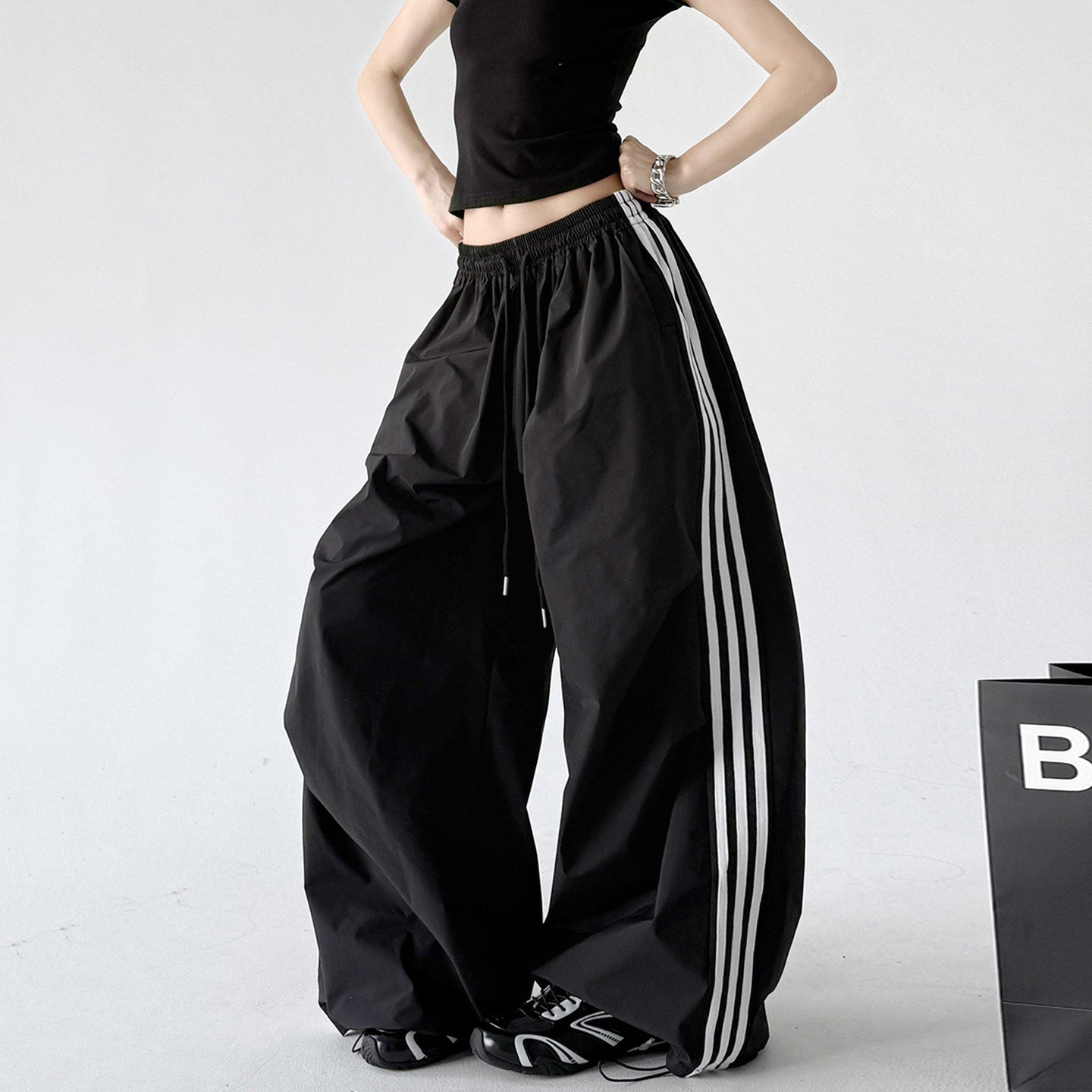 Black Triple Side Stripes Training Pants