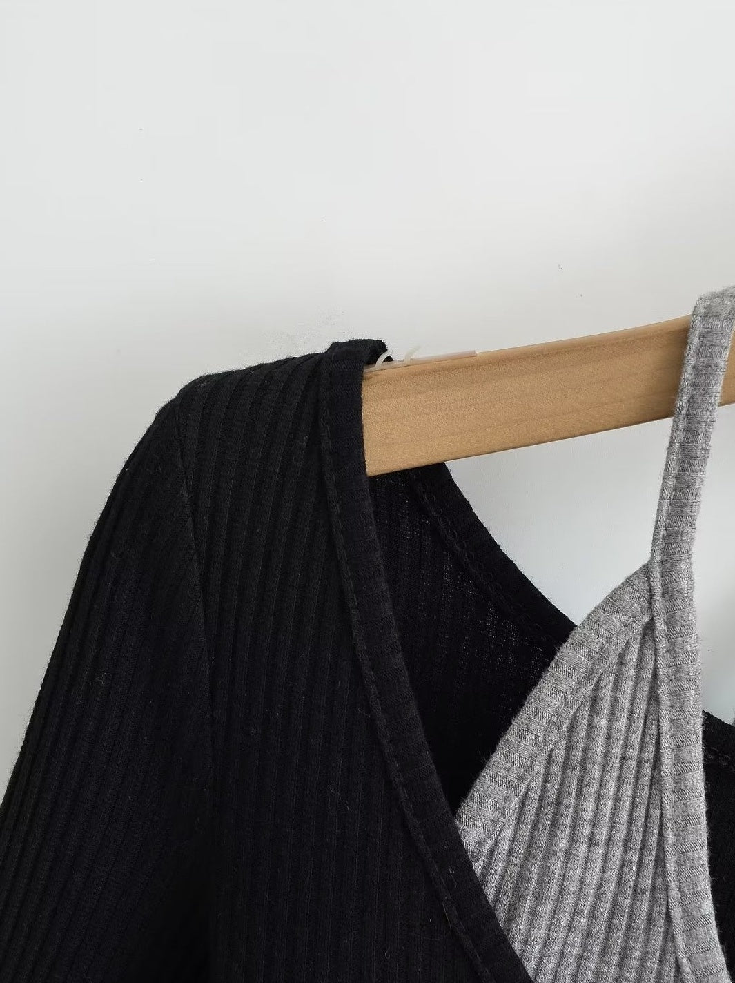 Black Two-Piece Illusion Long Sleeve Top