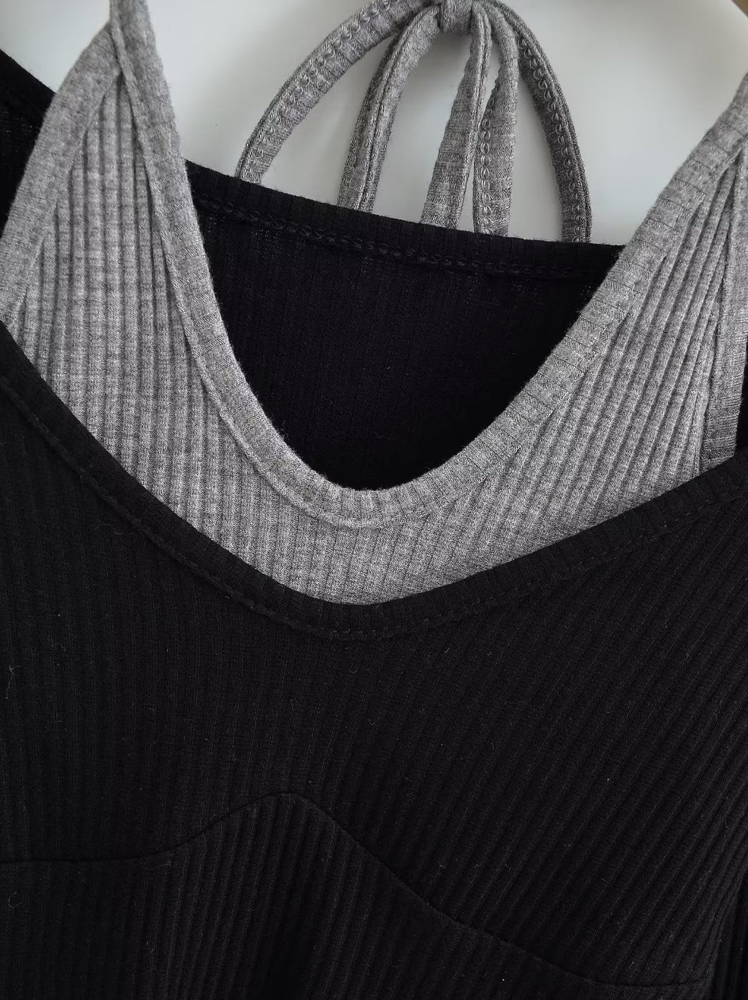 Black Two-Piece Illusion Long Sleeve Top