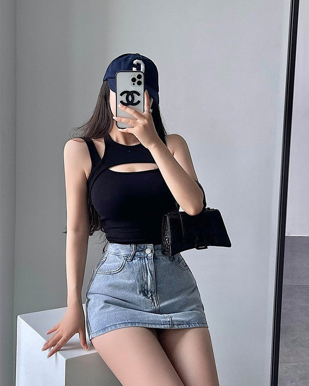 Black Two-Piece Illusion Tank Top