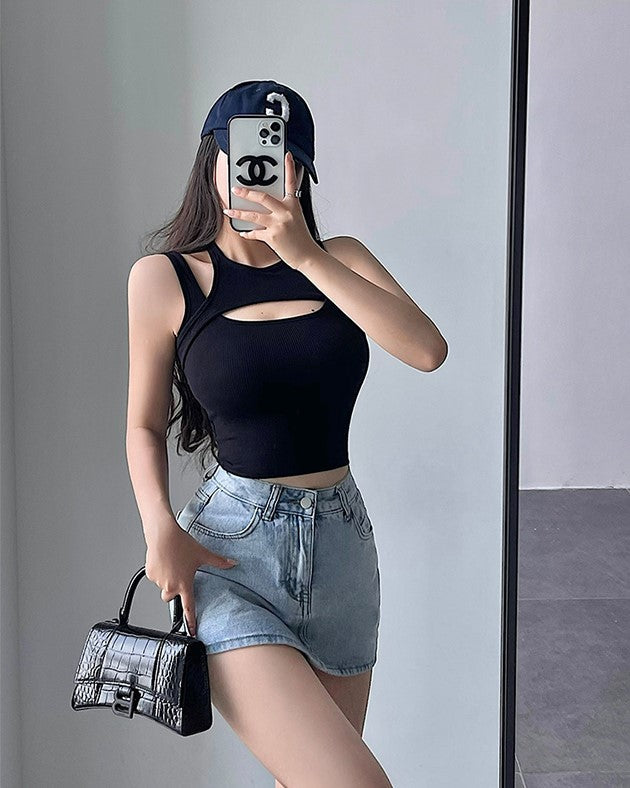 Black Two-Piece Illusion Tank Top