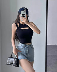 Black Two-Piece Illusion Tank Top
