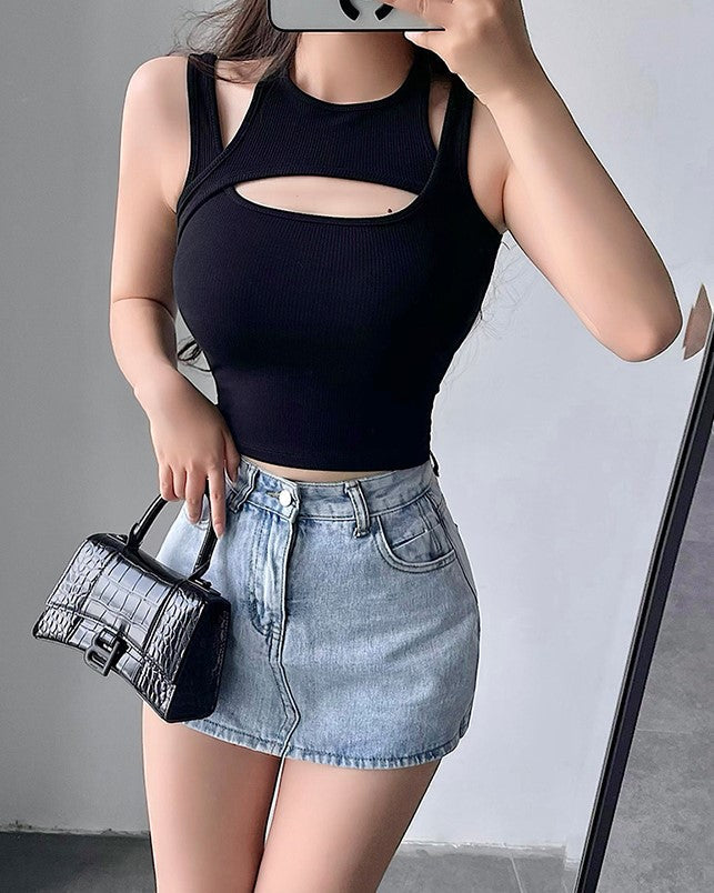 Black Two-Piece Illusion Tank Top
