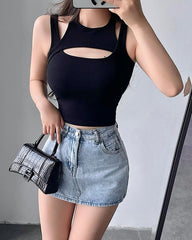 Black Two-Piece Illusion Tank Top