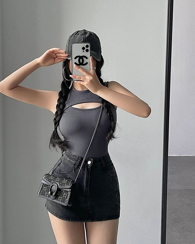 Black Two-Piece Illusion Tank Top