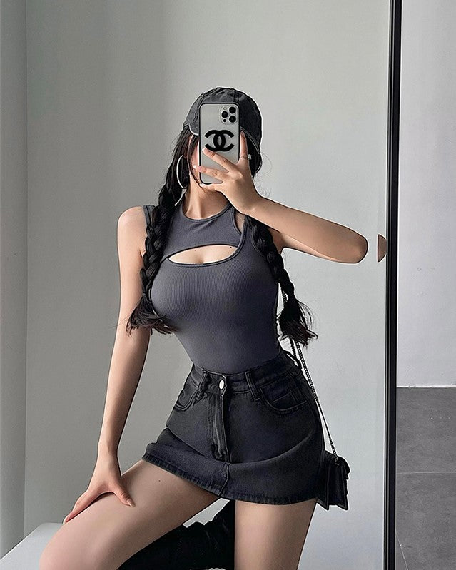 Black Two-Piece Illusion Tank Top