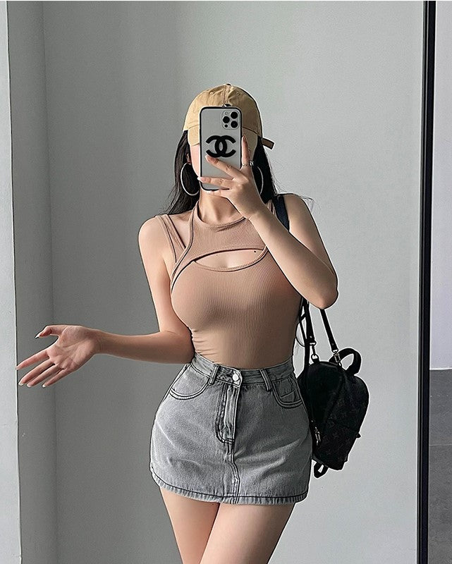 Black Two-Piece Illusion Tank Top