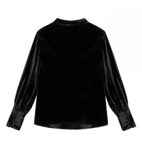Black Velvet  Lantern Sleeves Top