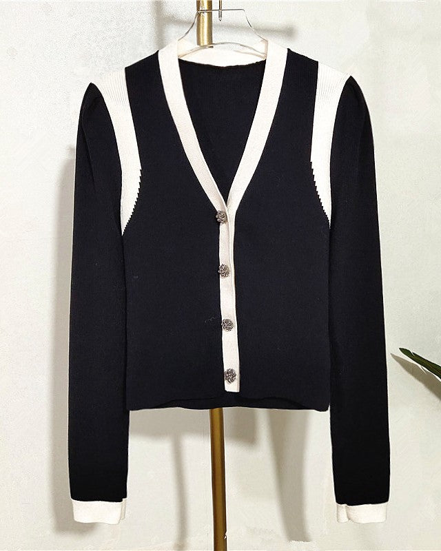 Black Vest-Detailed Cardigan