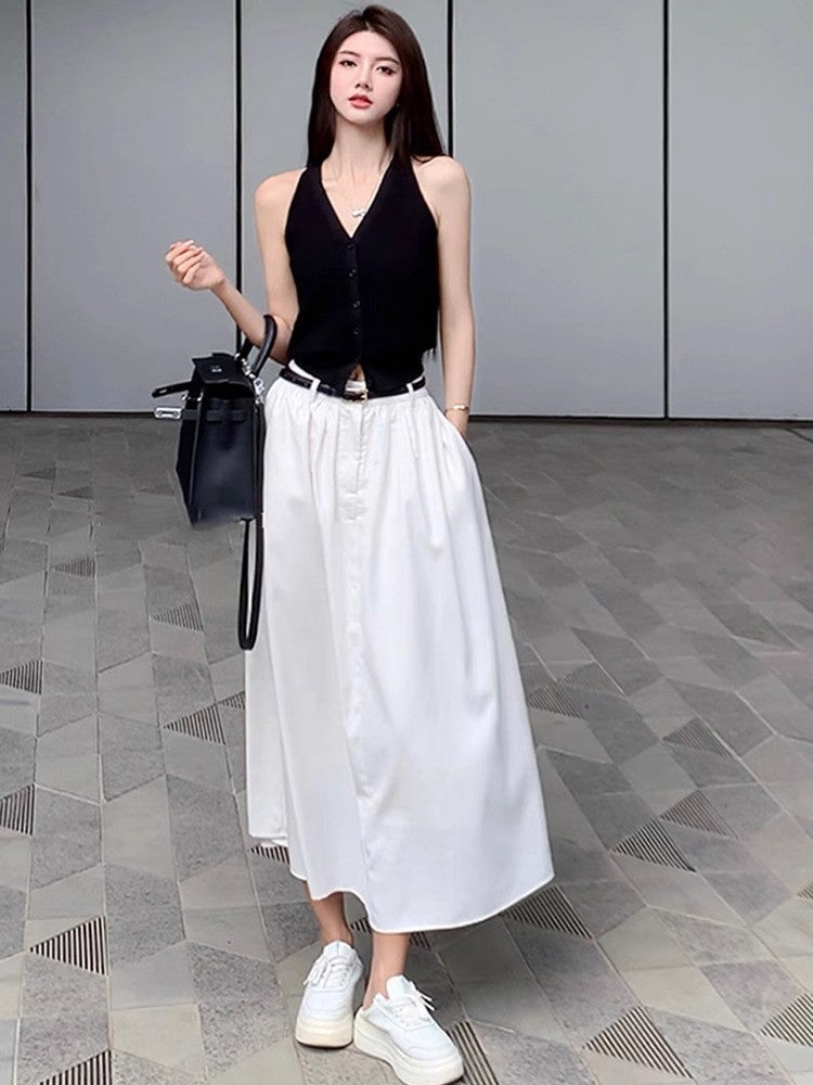 Black Vest-Style Halter Top
