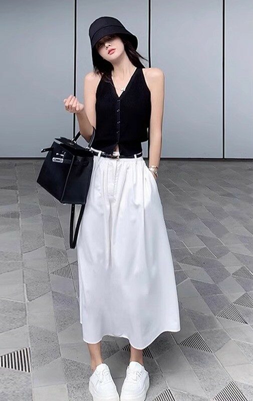 Black Vest-Style Halter Top