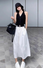 Black Vest-Style Halter Top