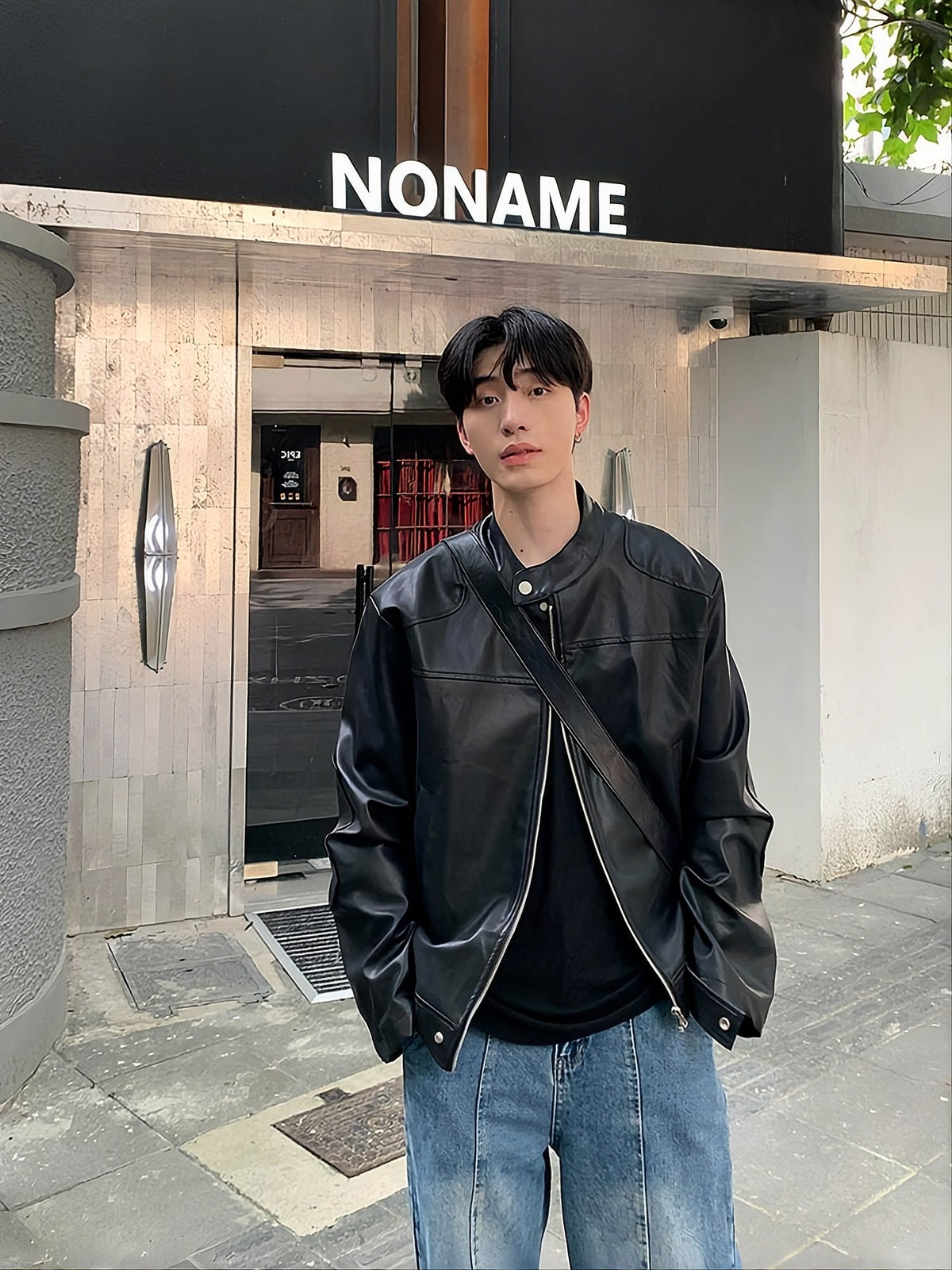 Black Vintage Faux Leather Jacket