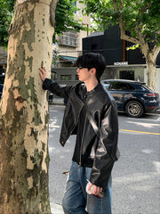 Black Vintage Faux Leather Jacket