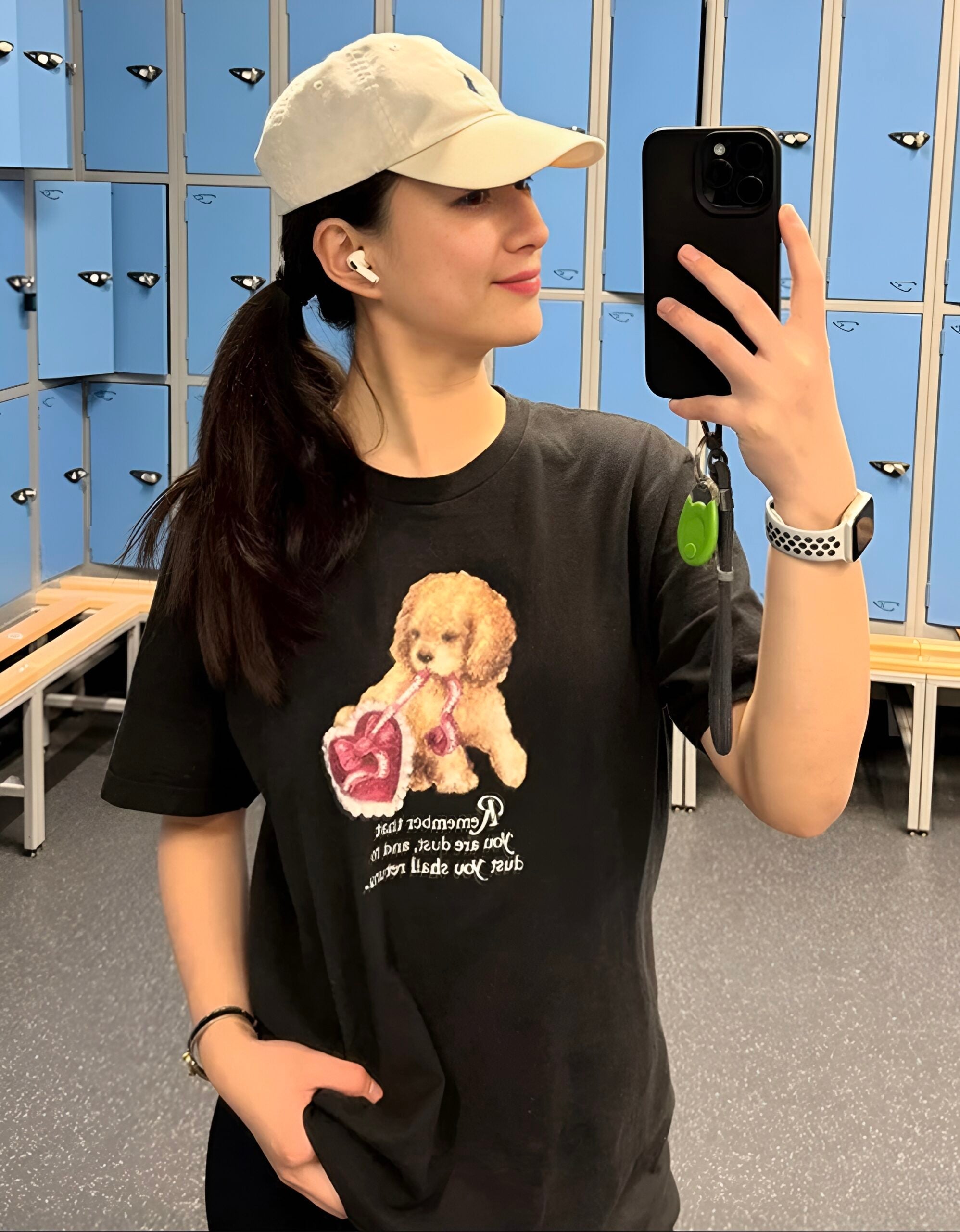 Black Vintage Puppy Graphic T-Shirt