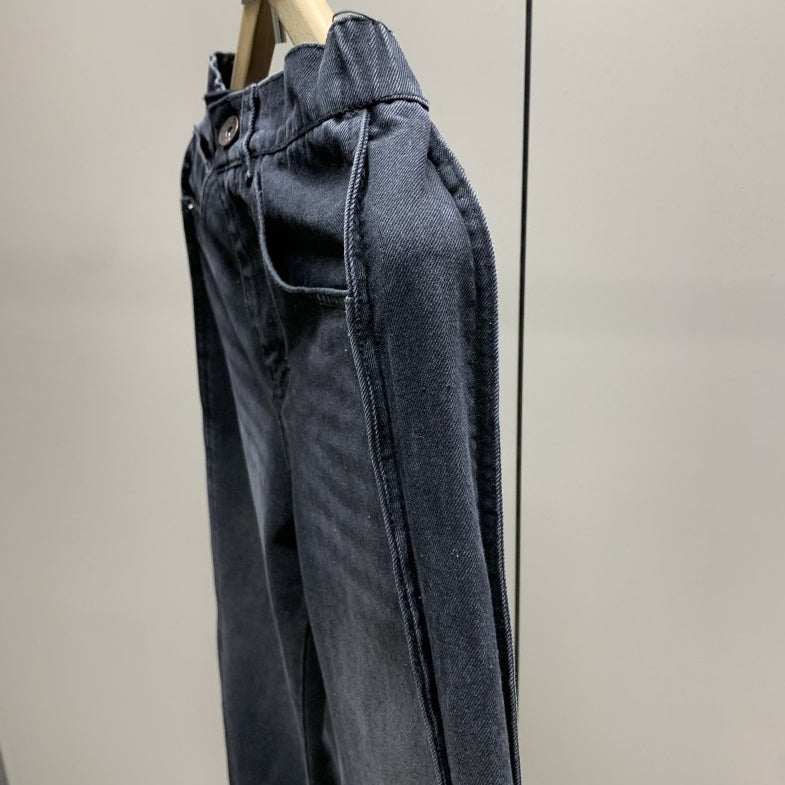 Black Washed Side Stitched Jeans