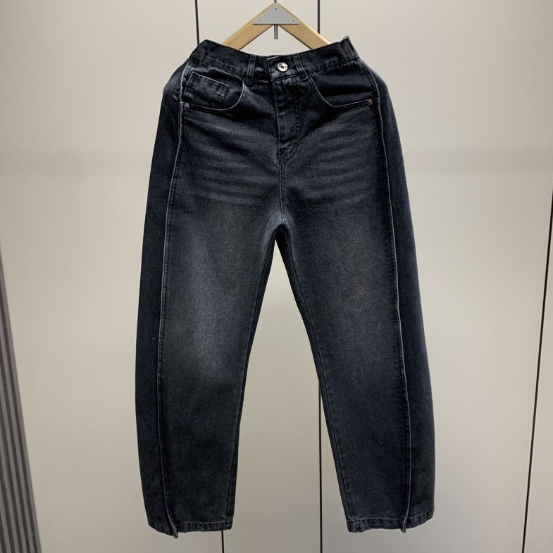 Black Washed Side Stitched Jeans