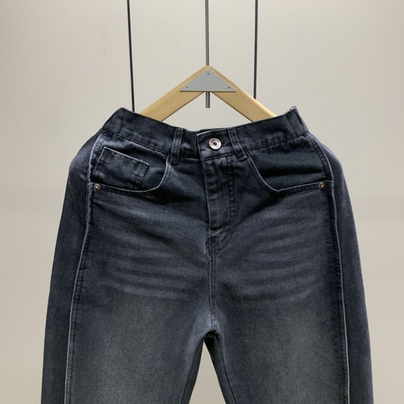 Black Washed Side Stitched Jeans