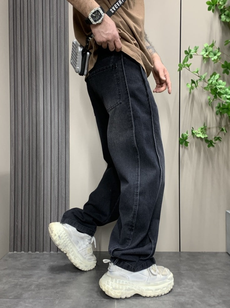 Black Washed Side Stitched Jeans
