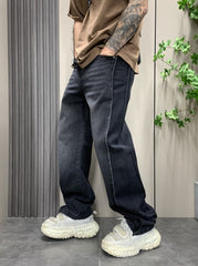 Black Washed Side Stitched Jeans