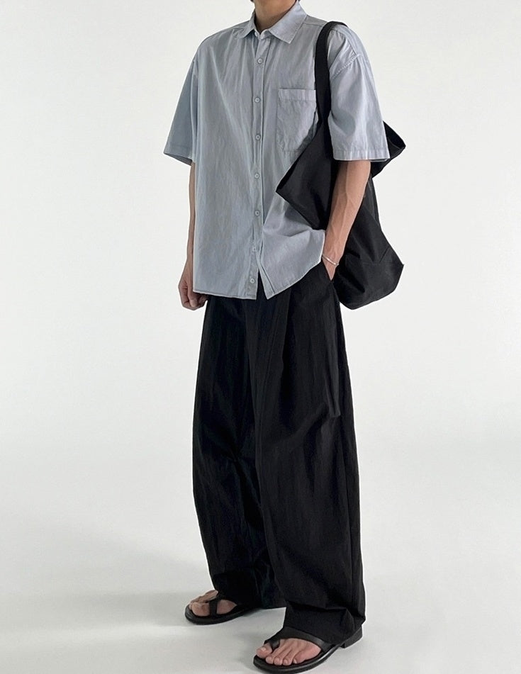 Black Wide Leg Casual Straight Trousers Korean Style