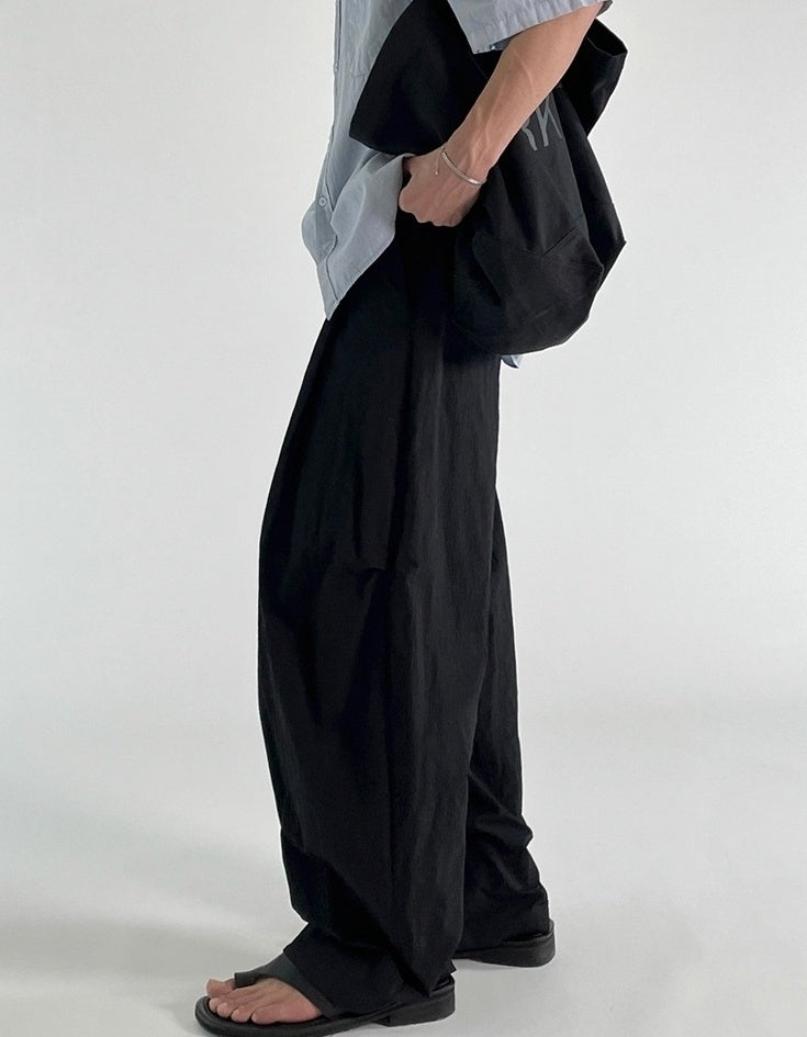 Black Wide Leg Casual Straight Trousers Korean Style