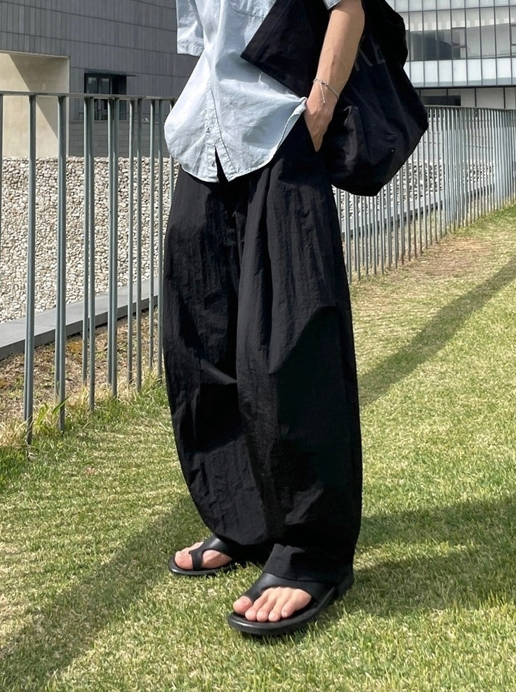 Black Wide Leg Casual Straight Trousers Korean Style