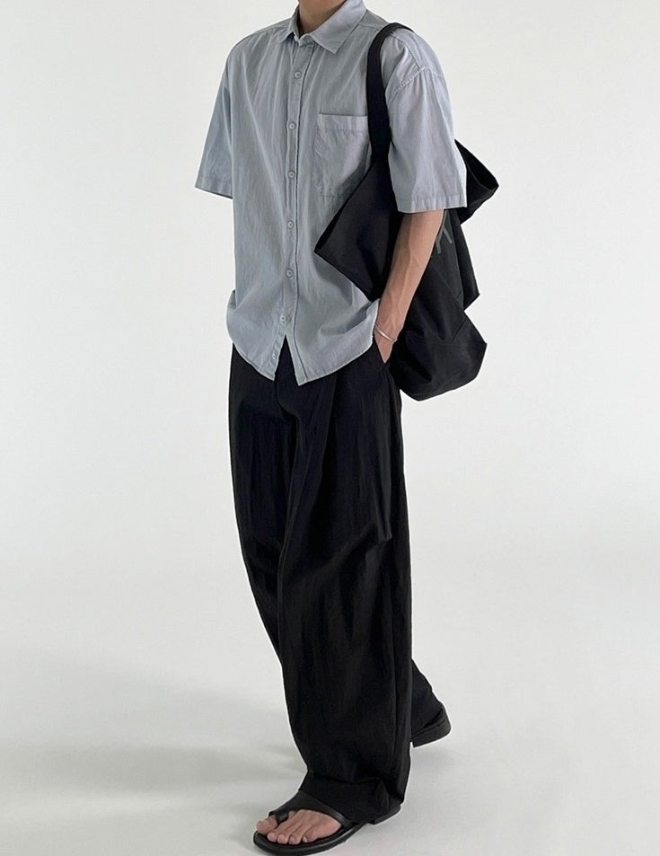 Black Wide Leg Casual Straight Trousers Korean Style