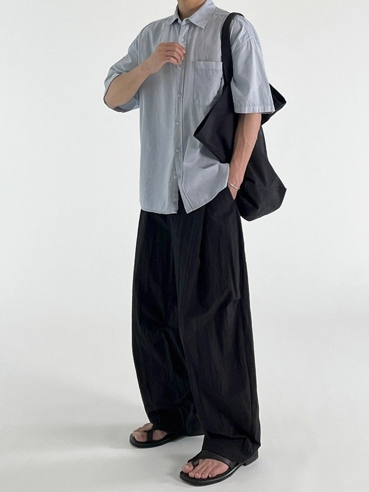Black Wide Leg Casual Straight Trousers Korean Style